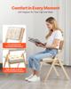 Wooden Folding Chairs with Padded Cushion and Wooden Frame Beige Set of 2