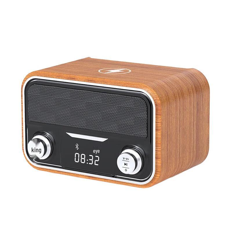 BIAZE Retro Mini Bluetooth Speaker with Radio and Wireless Charger
