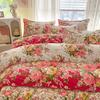 Romantic Peony Floral Duvet Cover Set Reversible Shabby Flower Comforter Cover with 2 Pillowcase Vintage Farmhouse Bedding Set