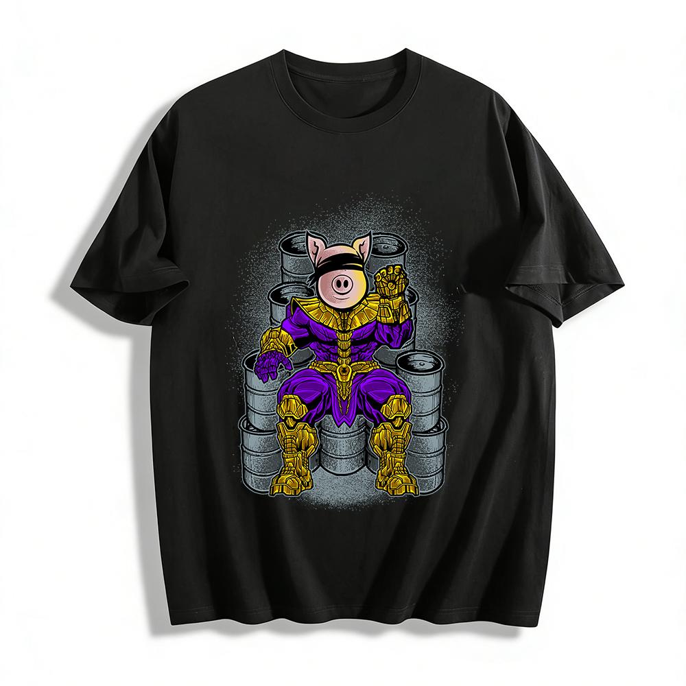 

Thanos Pig Funny Graphic Casual T-Shirt For Men And Women Pure cotton T-shirt XXS