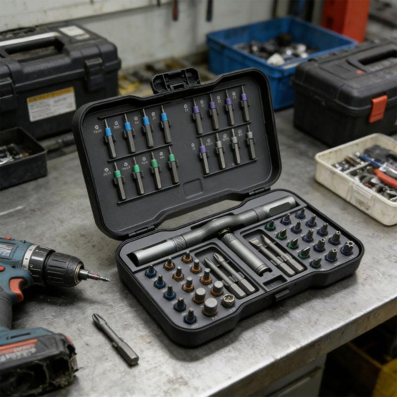 Compacts ratchets Tool Kit Featuring 50 Magnetic And Bidirectional ratchets System For Efficient Screw Driving In Tight