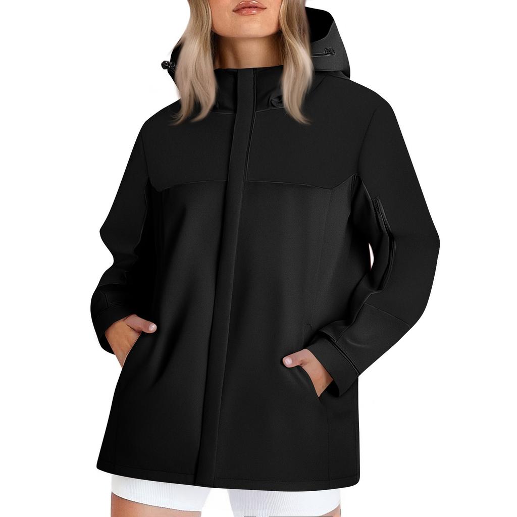 Women's Fashionable Color Blocked Long Sleeved Hooded Outdoor Thin Waterproof Running Sports Jacket, Submachine Jacket