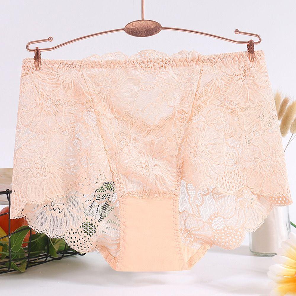 4PCS Mesh Transparent Seamless Lace Briefs Underpants Women Underwear Lace Flower Panties  Female