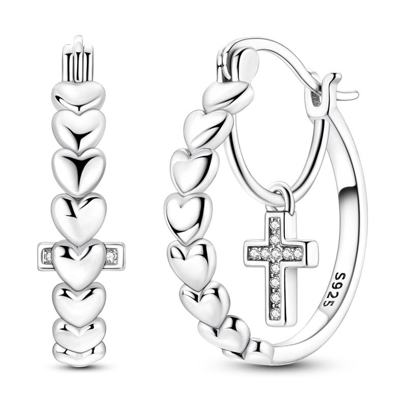 Purple Zircon Hoop Earrings 925 Silver U-shaped Liquid Metal Love Heart Fashion Earrings For Women Jewelry