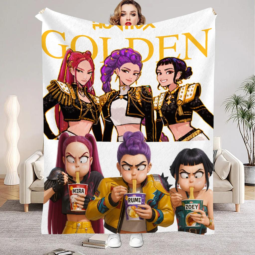 Kpop Demon Hunters Huntrix Blankets Quality Soft Warm Throw Blanket Winter Kids Couch Bed Fluffy Bedspread