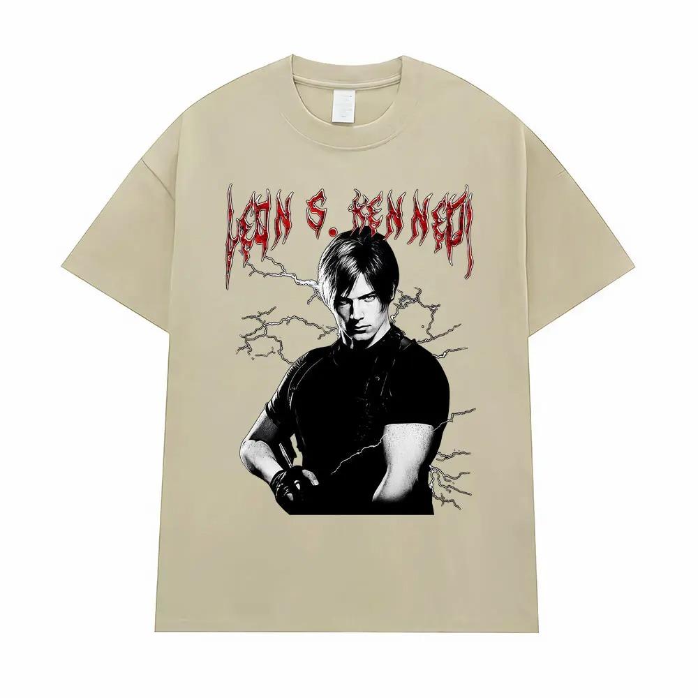 

Leon Kennedy Resident Evil Vintage Lightning Graphic Oversized T-Shirt Horror Game Streetwear Women And Men T-shirts XXXL