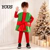 Indoor Outdoor Winter Play Clothes Christmas Box Costume for Kids, Santa Gift Dress Up Outfit Festive Holiday Performance Party, Soft Plush