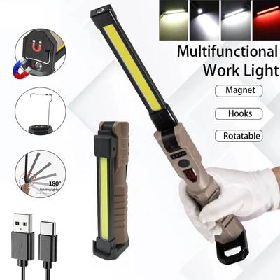 COB Tragbare Faltbare Taschenlampe Typ-c Wiederaufladbare Drehbare Laterne Magnetische LED Arbeitsleuchten für Autoreparatur Zuhause Garage Notfall