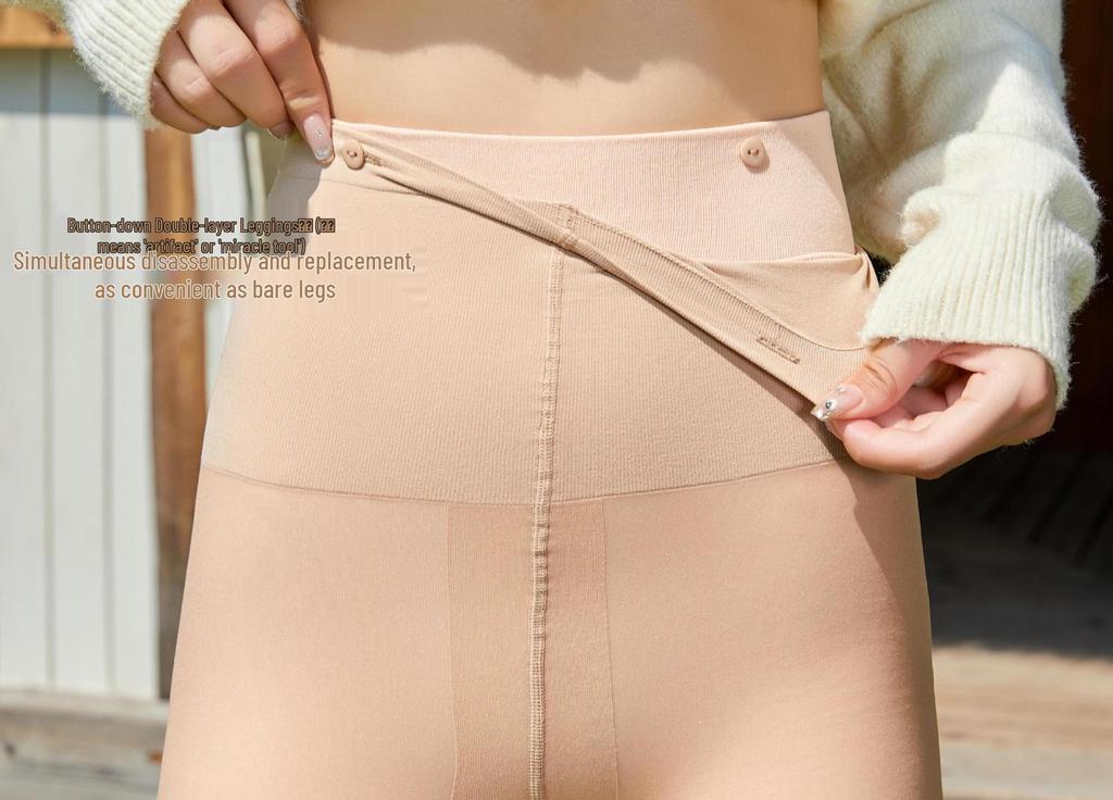 Double-Layer Sheer Tights: Thin for Spring/Autumn, Thick for Winter, Non-Pilling Natural Skin Tone Velvet Stockings.