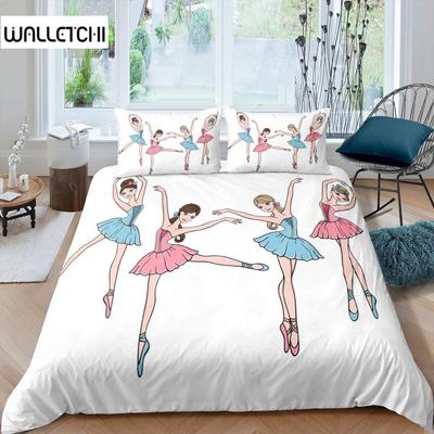 Juego de Funda Nórdica Bailarina de Ballet Dibujos Animados Bailarina Conjunto de Ropa de Cama Girly Belleza Cubierta de Colcha de Ballet Individual Queen King Ropa de Cama de Microfibra