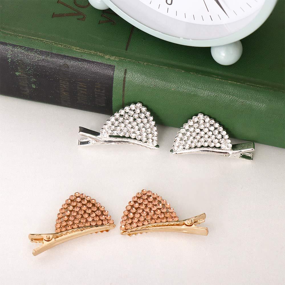 Princess Shiny Woman Girls Hair Accessories Cat Ears Hair Clips Duckbill Clip Crystal Barrettes