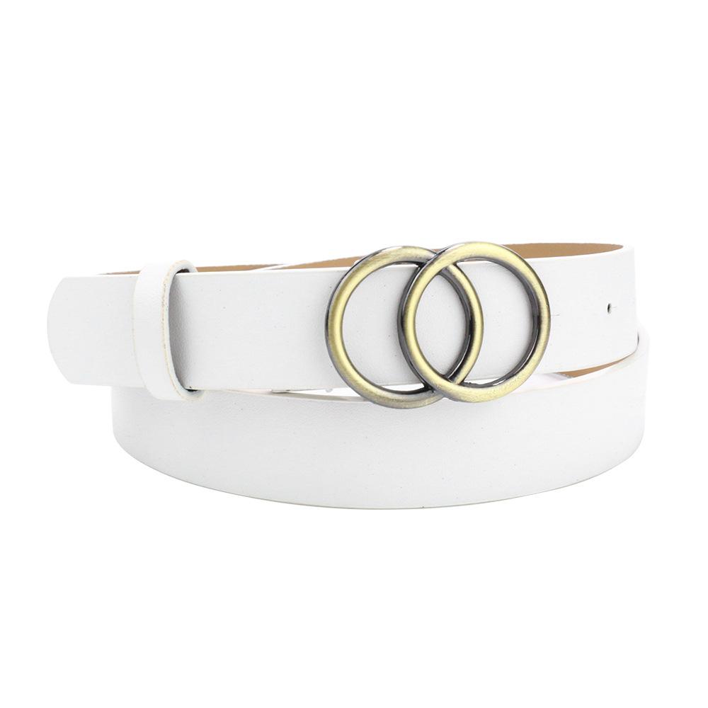 Clothing Vintage Belt Women'S Decorative Double Round Buckle Belt Jeans Belt Casual Ladies