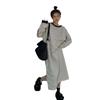 Dress Women's Autumn and Winter New Hem Split Stripes Long Sleeves Loose and Thin