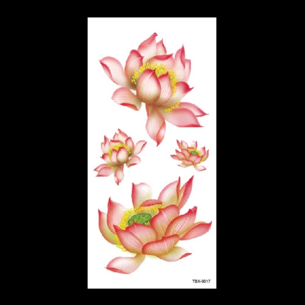 Lotus Green Leaf Flower Temporary Tattoo Stickers Floral Fake Tattoos Leg/ Arm/ Hand/Foot