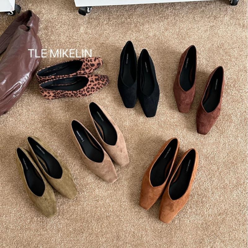 Inner Height Increase Square Head Suede Leopard Print Single Shoes Women's Shoes 2025 New Autumn French Retro Black Commute
