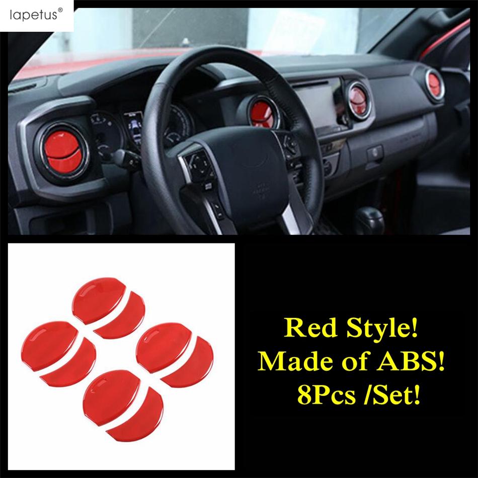 A Pillar Ring Water Cup Holder Gear Shift Panel Head Light Lamp Cover Trim For Toyota Tundra 2014 - Red Accessories Interior