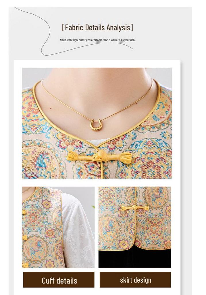 Versatile Chinese Frog Button Vest for Mother's Day - Elegant Song Brocade, Early Spring Style for Middle-Aged & Elderly Women.