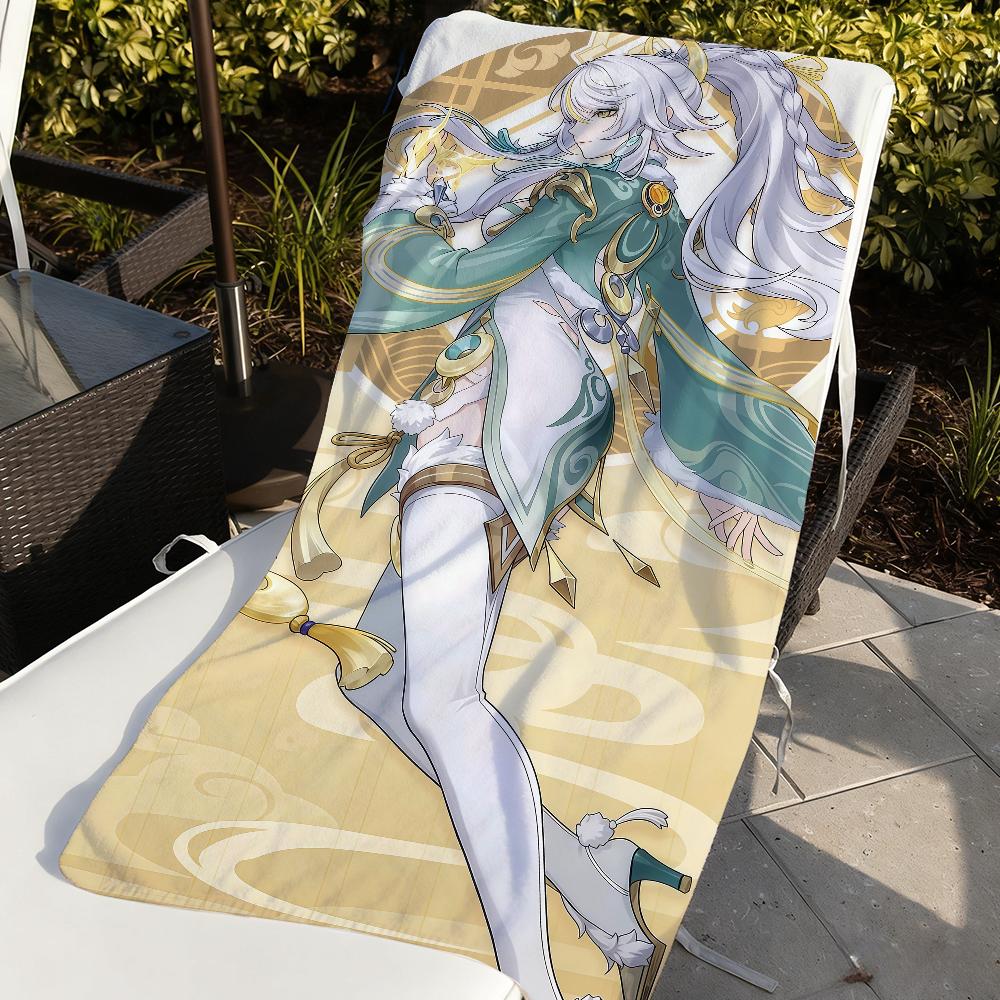Game Genshin Impact Zibai Towel Sports Quick Dry Travel Camping Gear Sandproof Soft Light Large Beach Towel