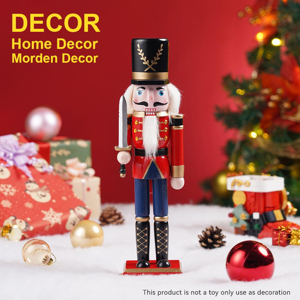 

1pcs 30CM Nutcracker Puppet Soldier Decoration Painted Vintage Design Christmas Elements Home Tabletop Decoration