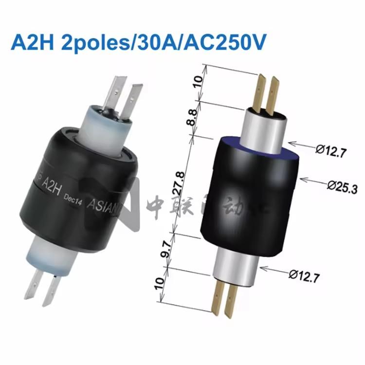 A2H Conductive Slip Ring Asiantool Rotary Connector MERCOTAC M230 Collector Ring 2 Way 30A