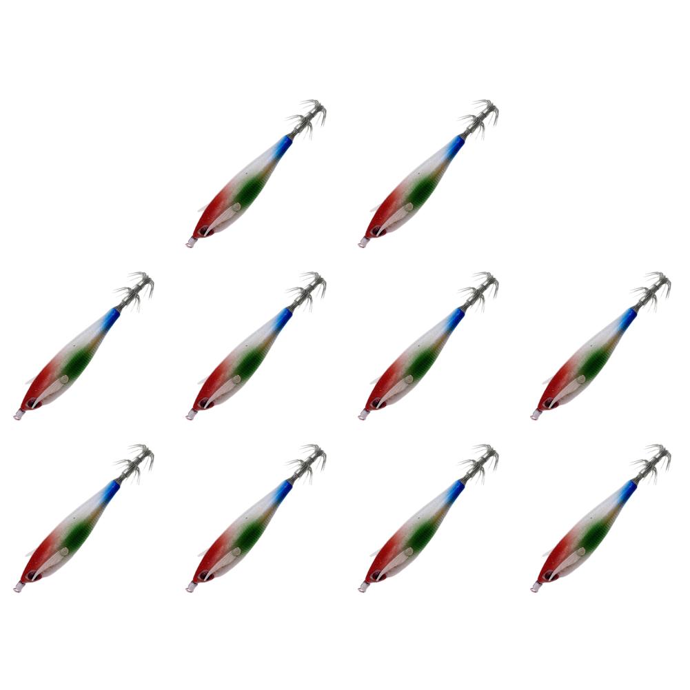 1-10Pcs Luminous Fishing Lure Wood Shrimp Lures Fishing Squid Jig Hook Octopus Cuttlefish Shrimp Jigging Bait for Night Fishing