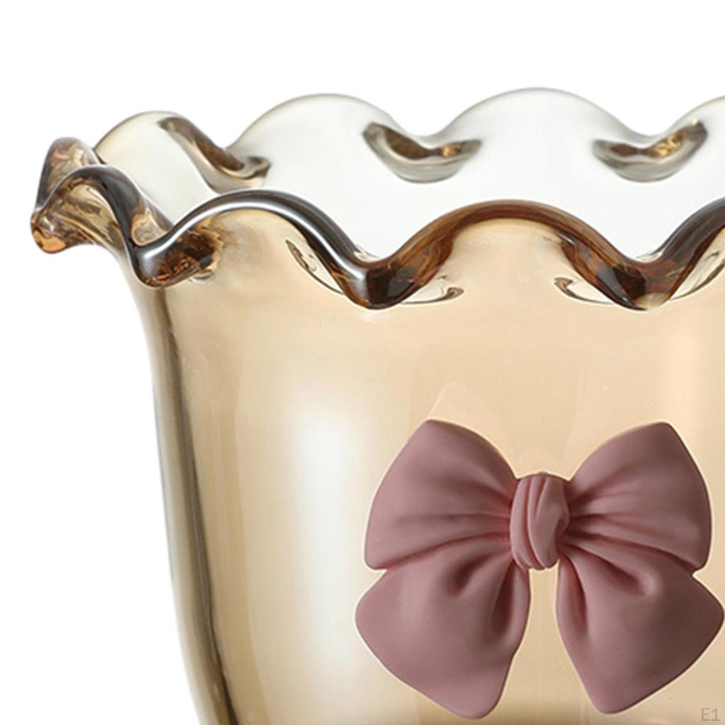 Glass Ice Cream Bowl Flower Shape Household Clear Serving Bowls Parfait Fruit Cup for Tea and