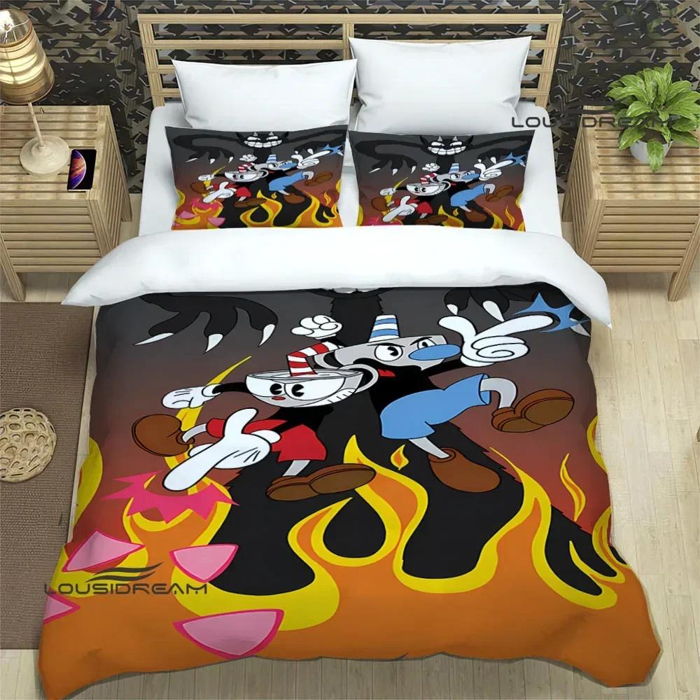 Cuphead Cartoon Printed Bedding Sets Exquisite Bed Supplies Set Duvet Cover Bed Comforter Set Bedding Set Luxury Birthday Gift