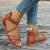Fashion Women Flat Sandals Summer Plus Size Gladiator Sandals Women Shoes Zipper Flat Heels Sandals Woman Outdoor Non Slip Casual Sandle