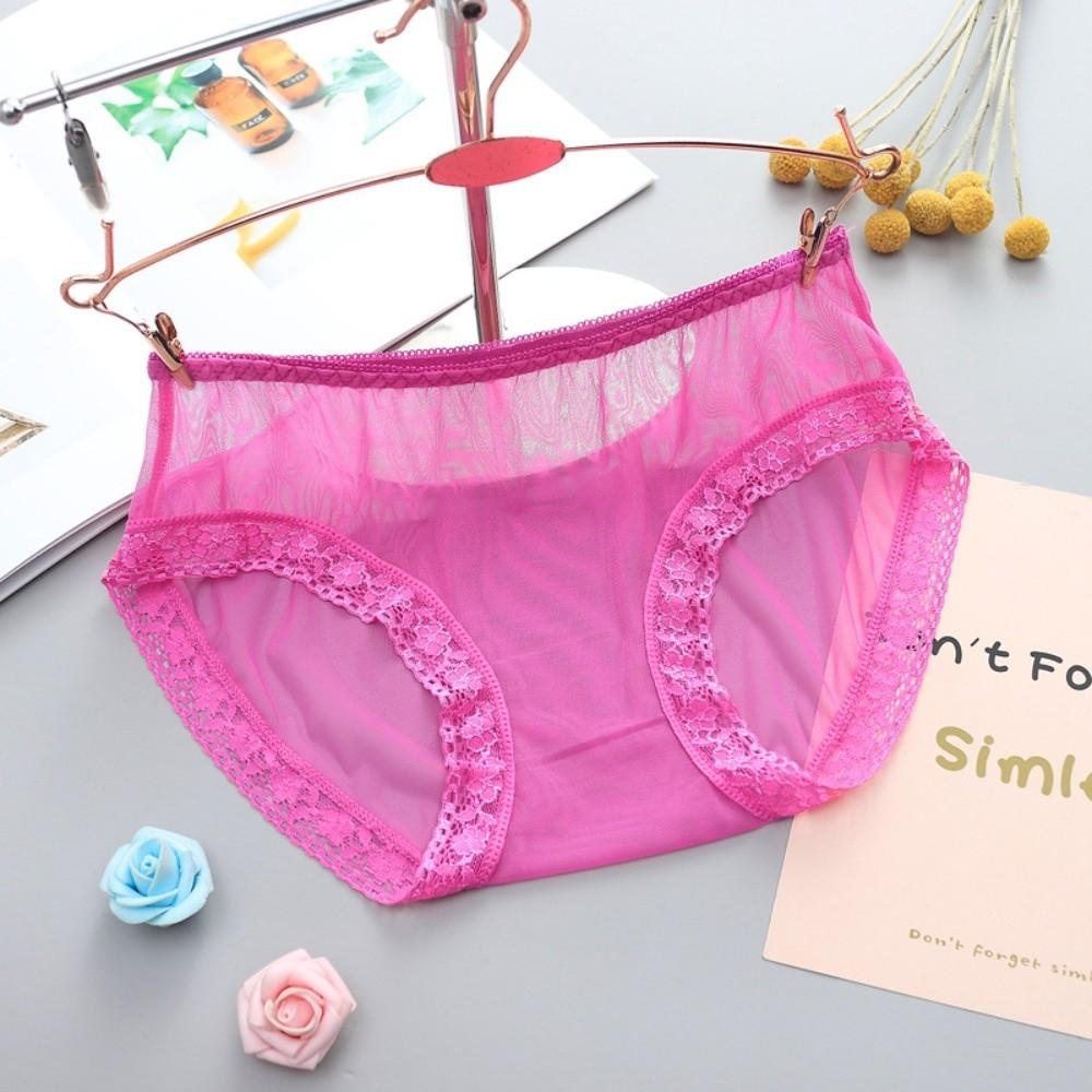 Fashion Low Waist Sheer Mesh Lace Thong Seamless Transparent Lace Flower Briefs Women Hollow One-piece Romantic T Panties Ladies