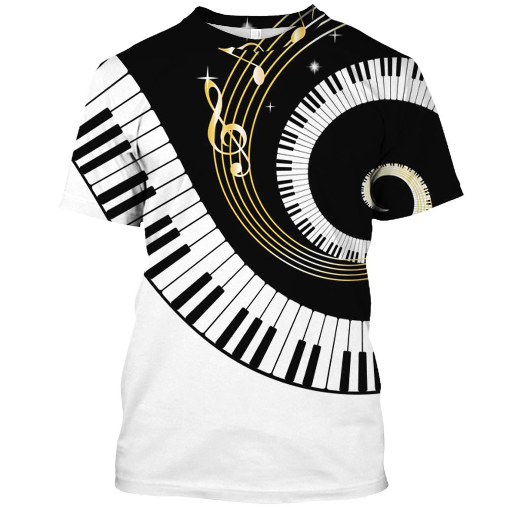 Piano Notes 3D Tricou pentru bărbați, cu uscare rapidă, la modă de vară, ocazional, pentru bărbați, cu mânecă scurtă, unisex, pentru femei, tricou Top