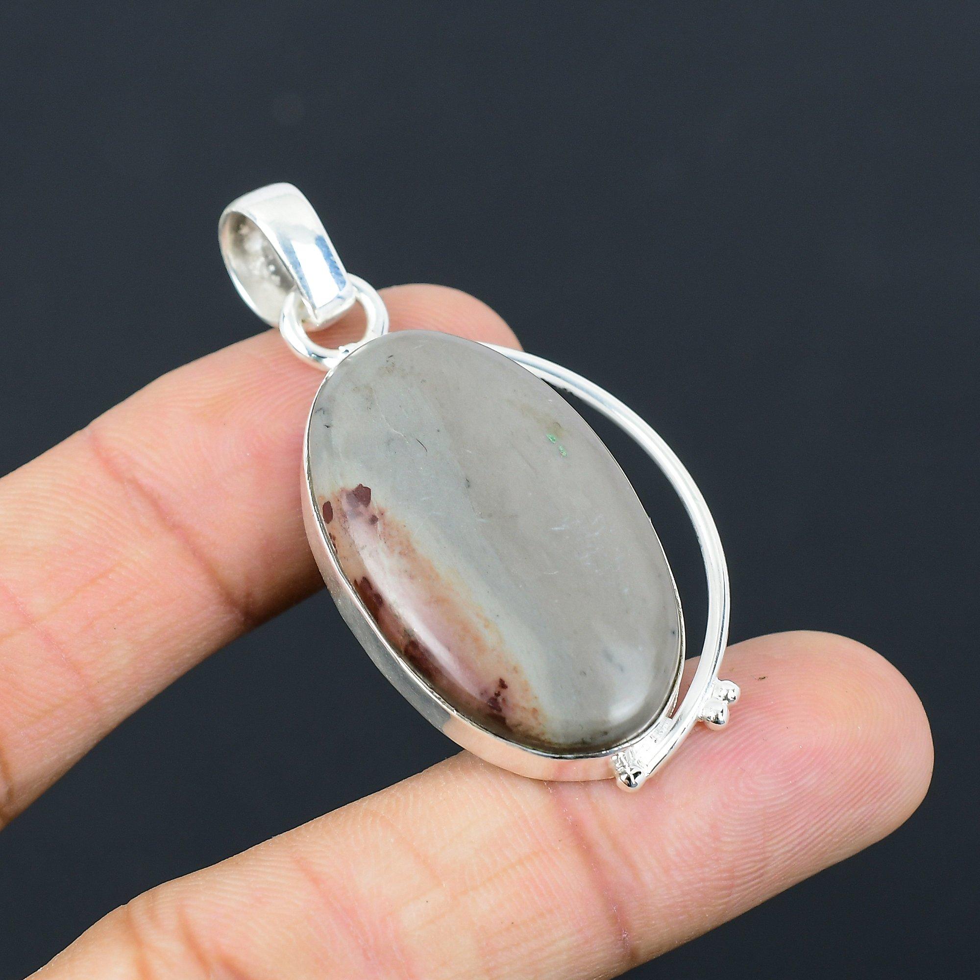 Скидка к Женскому дню Кулон-подвеска из стерлингового серебра Овальный Натуральный Кофейный боб Яшма День Рождения