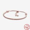 925 Sterling Silver Basic Snake Chain Fiori Blu Ondulato Slider Bracciali Adatti Originale Marchio Charms Donne Ragazza Fai da Te Creazione Gioielli