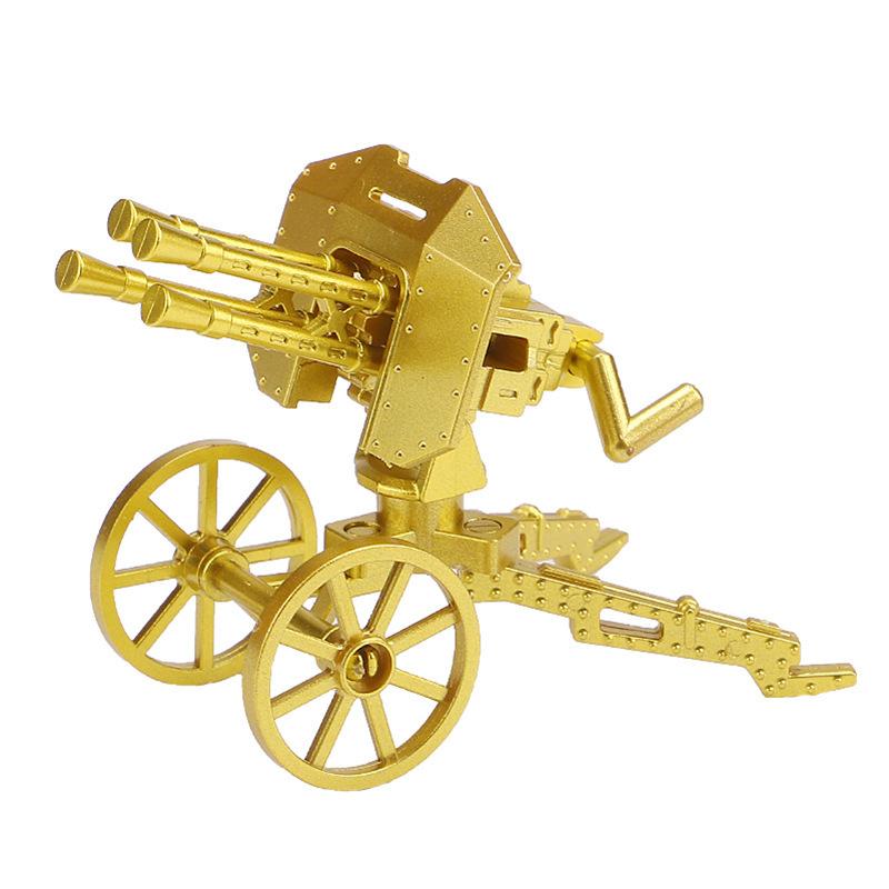 Doll Scene With Gold Anti-Aircraft Machine Gun Maxine Heavy Machine Gun Mountain Gun Assembly Building Block