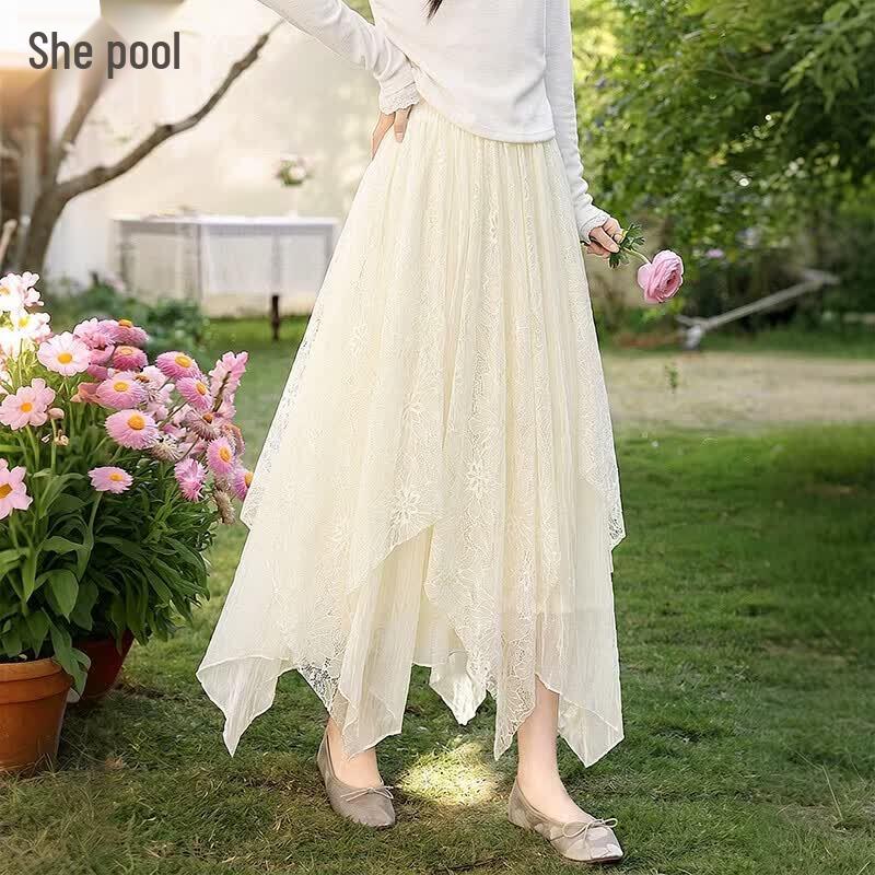 

Women s Ethereal Flowy Mesh Asymmetrical Midi Skirt One Size