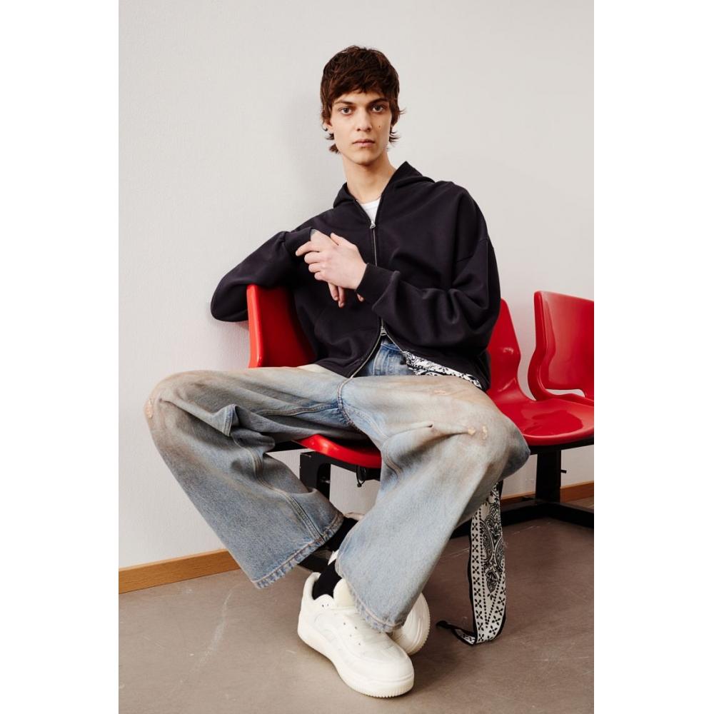 H M Zip Up Hoodie Oversized Fit Black