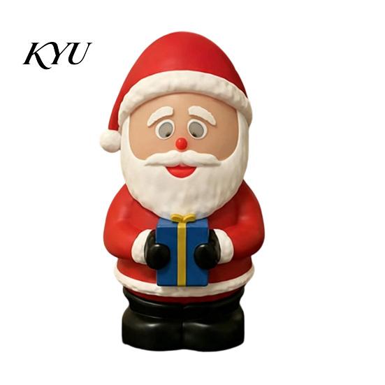Christmas Party Favor LED Lighted Santa Claus Figurine, Animated Smile Face Decoration Holding Gift Box Statue for Winter Holiday Tabletop Home Decor