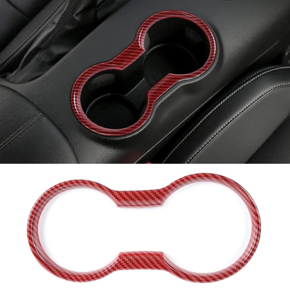 Car Water Cup Holder Frame Cover Carbon Fiber Interior Trim Molding Cup Holder Cover Accessories for Ford Mustang 2015- 2025