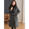 Shang Jing 2025 Winter Women's Faux Fur Lined Long Wool Blend Coat