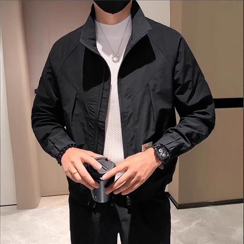 

Мужская повседневная куртка в корейском стиле 2025 года: Модный, Универсальный, Приталенный для Весны и Осени L чёрный