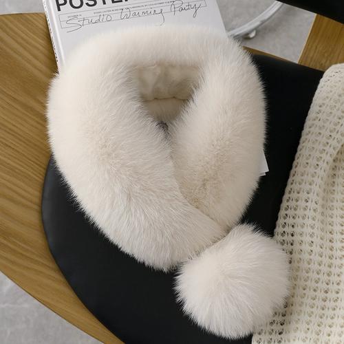 New Product Luxury, Good Quality, Exquisite Fox Hair Wide Version Suction Buckle Scarf, Fur Scarf, Big Ball Warm Scarf