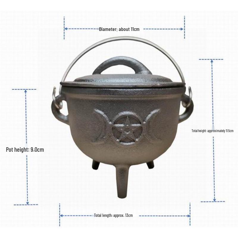 Handmade Cast Iron Geometric Tripod Pot: Retro Ornaments & Ritual Decor