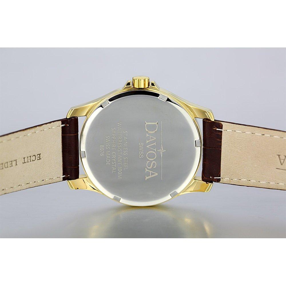 Davosa Men's Brown Watch, 162.467.15, 3-Hand, Date Display, 10 ATM Water Resistance, Classic Quartz, Swiss Made