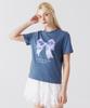 AWESOME STUDIO Ribbon Digital Print Short Sleeve T-Shirt Indigo Blue