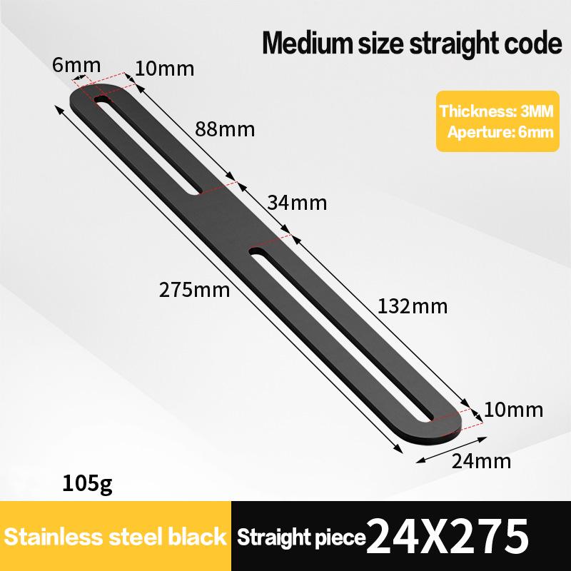 1ks Nerezový pravoúhlý držák Černý/Stříbrný Zesílený 180stupňový Plochý Pevný Držák Konektor Nábytkový Držák