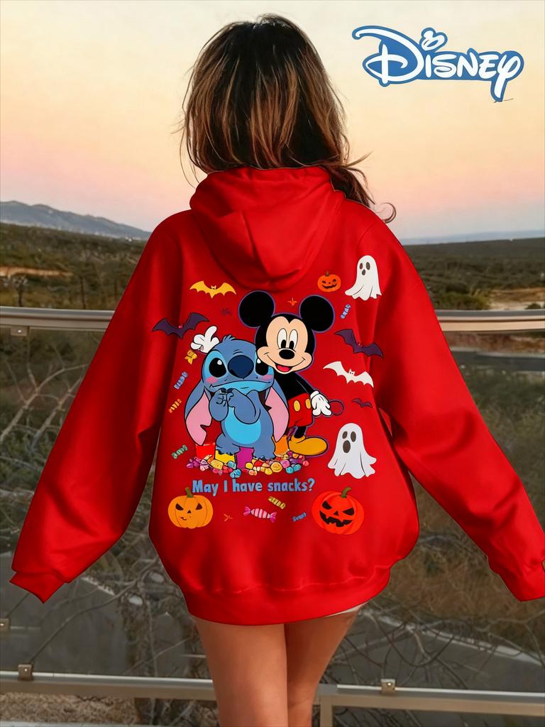 Disney Eltern-Kind-Outfits Mickey und Stitch Halloween Kürbis Mehrfarbig Verfügbar Hoodies für Herbst und Winter Geschenke