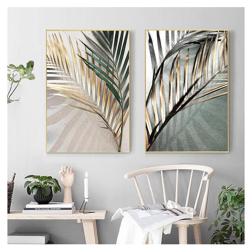 Shades, wall painting on canvas, Nordic posters and prints, wall panels for living room decor, foggy plant, dried leaves, sunlight