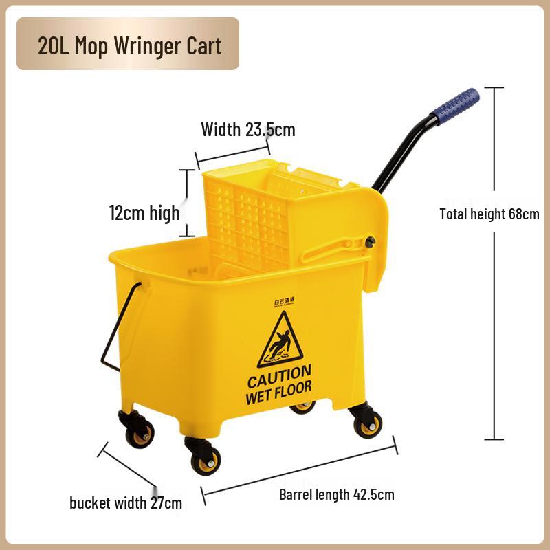 White Cloud Thickened Hands-Free Mop Bucket with Squeeze Water Extractor