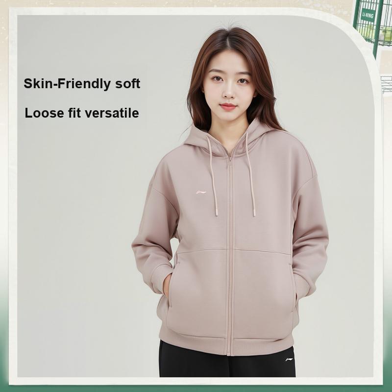 Li Ning Round Neck Pullover Sports Fashion Versatile Comfortable Trendy Simple Sweatshirt Women Sweatshirt AWDVJ00-2