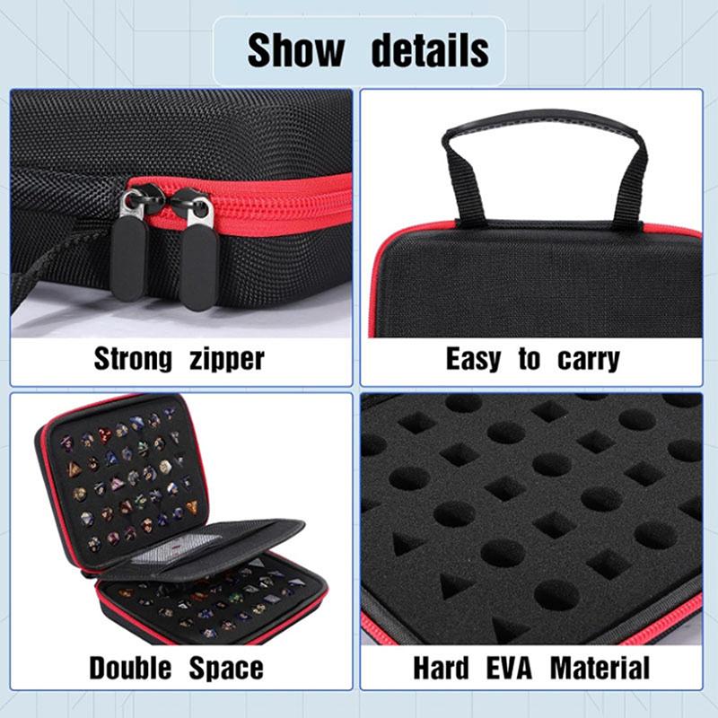 Pevné přenosné pouzdro pro RPG deskové hry Balení kostek Eva 70dílná taška na kostky s přepážkami pro přenosnou tašku