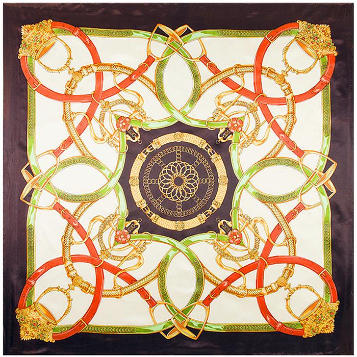 90cm European Imitation Silk Square Headscarf Belt Print Scarf Women's Shawl Bandana Female Head Hijabs